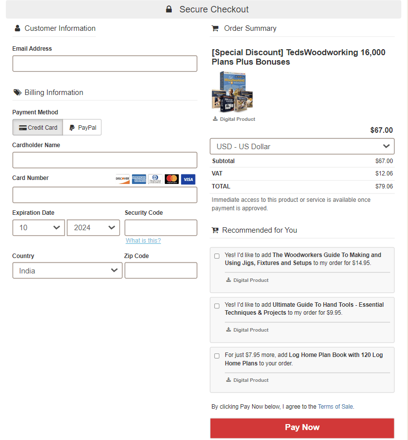  Teds Woodworking Checkout Page